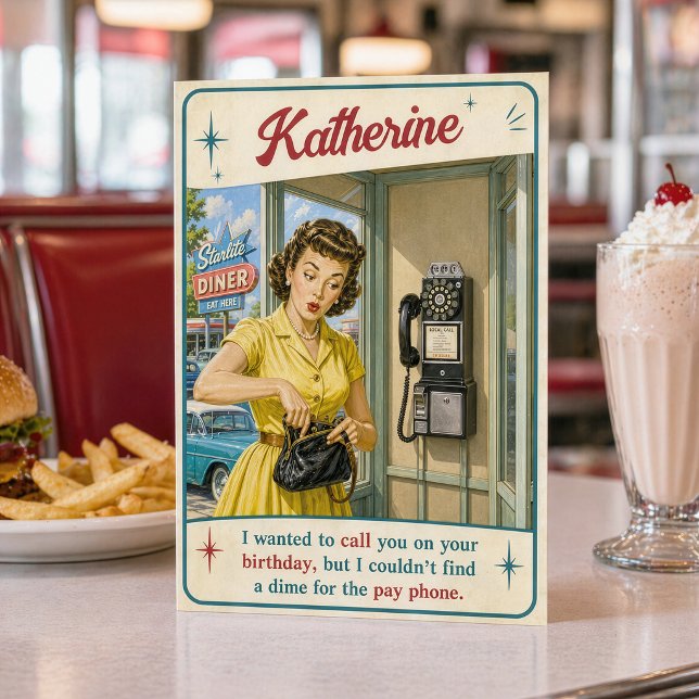 Funny Personalized Retro Birthday Joke Pay Phone Card (Creator Uploaded)