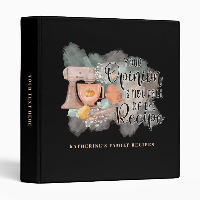 Funny Personalized Retro Script Family Black 3 Ring Binder (Front/Spine)