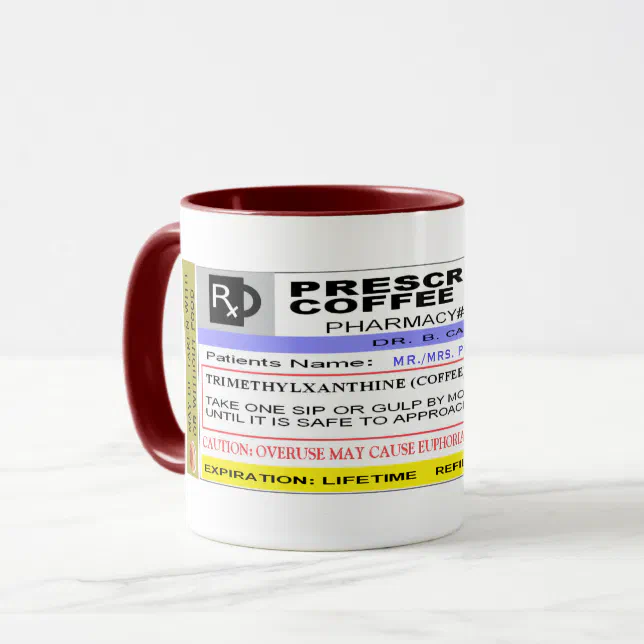 Funny Personalized Rx Prescription Coffee Mug Zazzle 1461