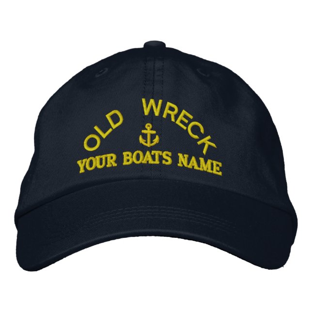 Funny personalized sailing captains yacht crew embroidered baseball hat (Front)