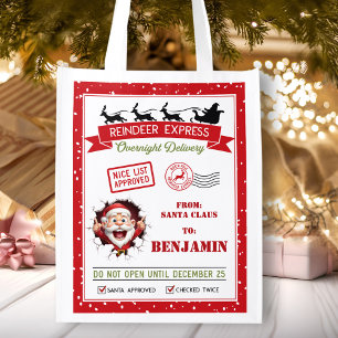 Funny Personalized Santa Christmas Name Gift Bag