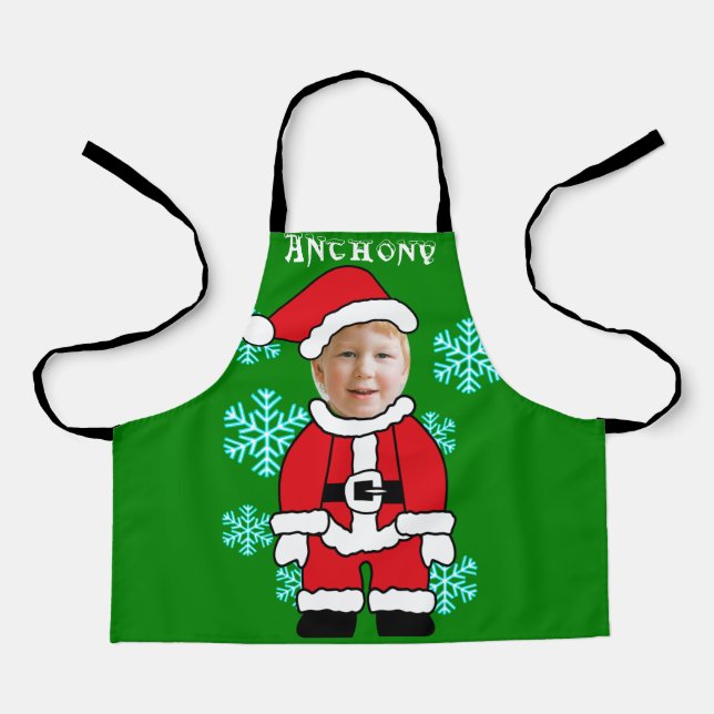 Funny personalized Santa Claus face in hole Apron (Front)