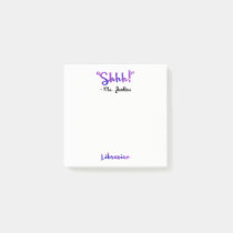Funny Personalized Shhh! School Librarian Quote Post-it Notes