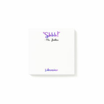 Funny Personalized Shhh! School Librarian Quote Post-it Notes