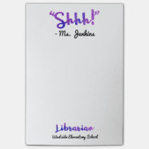 Funny Personalized Shhh! School Librarian Quote Post-it Notes