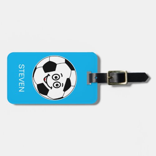 Funny Personalized Sport Soccer ball Blue  Luggage Tag