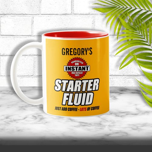 Funny Personalized Starter Fluid Two_Tone Coffee Mug