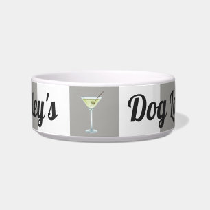 Funny Personalized Taupe Stripes Dog Lounge Bowl
