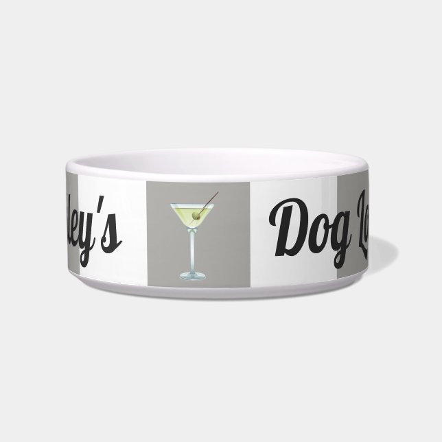 Funny Personalized Taupe Stripes Dog Lounge Bowl (Front)