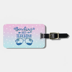 Funny Personalized Teacher Beach Blue Pink Ombre Luggage Tag