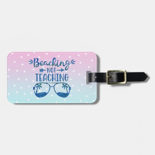 Funny Personalized Teacher Beach Blue Pink Ombre Luggage Tag