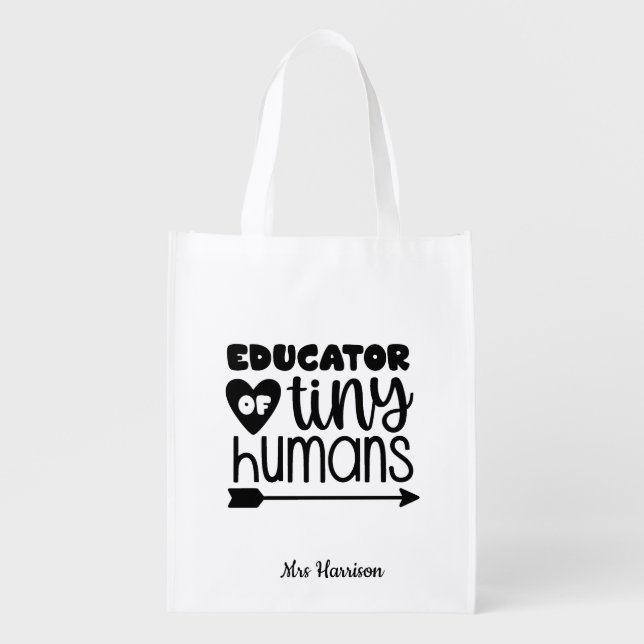 Funny personalized Teacher's gift Grocery Bag (Front)