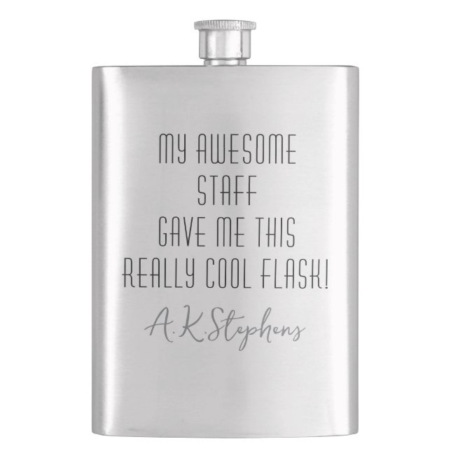 Funny Personalized to Boss from Staff Cool Modern Flask (Front)