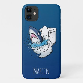 Funny Personalized Toilet Shark Iphone 11 Case by BastardCard at Zazzle