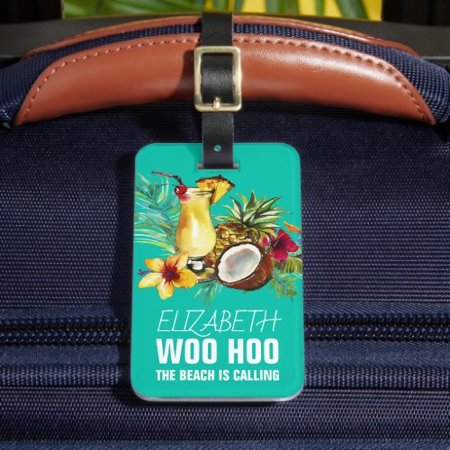 Funny Personalized Tropical Cocktail Luggage Tag