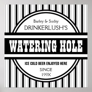 Funny Personalized Watering Hole Home Bar Sign