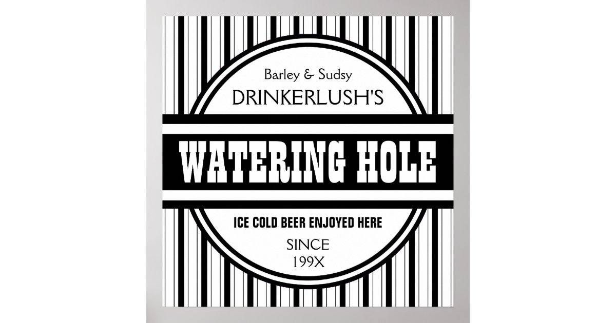 Funny Personalized Watering Hole Home Bar Sign Zazzle Com