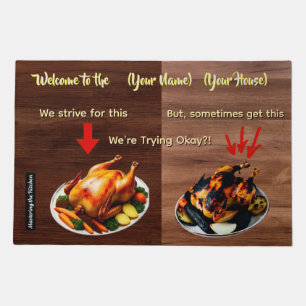 Funny Personalized We're Trying Chicken Doormat