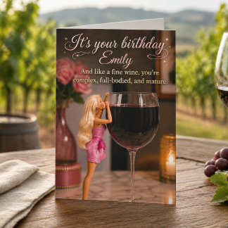 Funny Personalized Wine Lover Doll Birthday Card