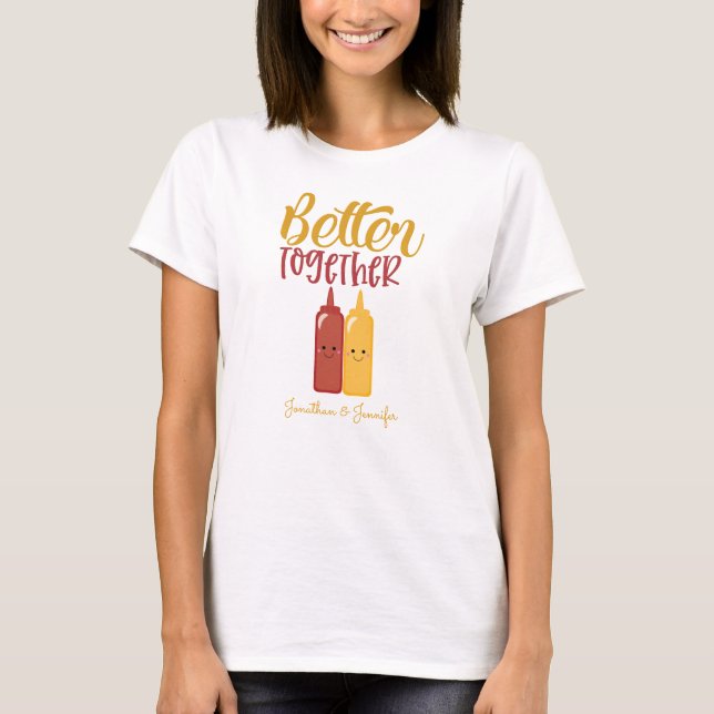 Funny Personalized Women's Mustard Ketchup Couples T-Shirt (Front)