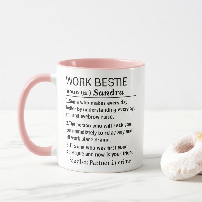 Funny Personalized Work Bestie Definition Mug (With Donut)