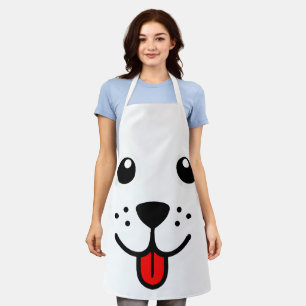 Funny Pet Animal Dog Puppy Happy Emoticon Face Apron