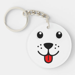 Funny Pet Animal Dog Puppy Happy Emoticon Face Keychain