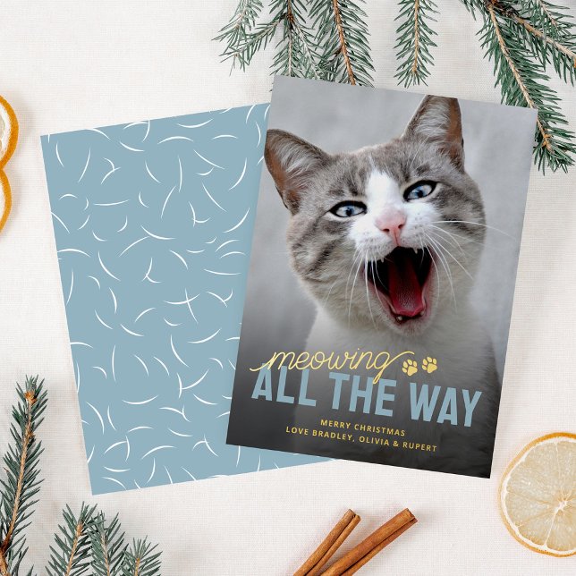 Funny Pet Cat Christmas Foil Holiday Card (Creator Uploaded)