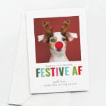 Funny Pet Dog Cat Photo Christmas Card Festive AF<br><div class="desc">A fun and colorful Christmas card showcasing your adorable furry friend (dog,  cat,  spider,  whatever) that is festive AF.  {images by freepik}</div>