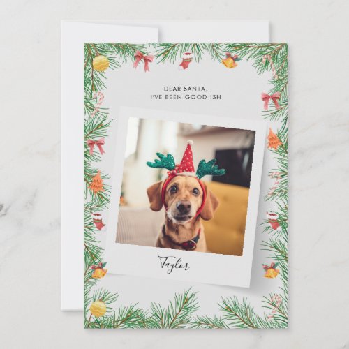 Funny Pet Dog Photo Custom Christmas Holiday Card