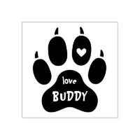 Funny Pet Dog's Name Paw Print Heart & Signature