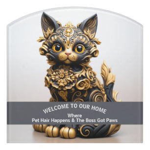 Funny pet friendly home warning door sign