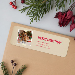 Funny Pet Golden Retriever Photo Dog Christmas Label