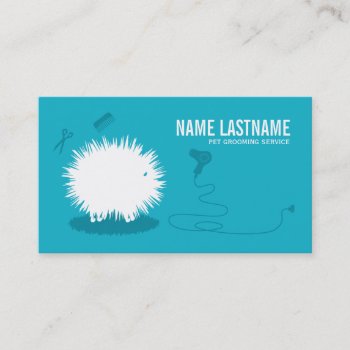 Funny Pet Grooming Business Card Blue by tashatzazzle at Zazzle