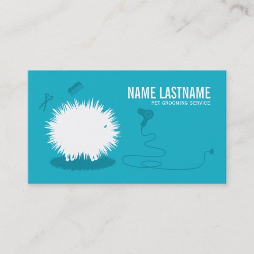 Funny pet grooming Business Card Blue