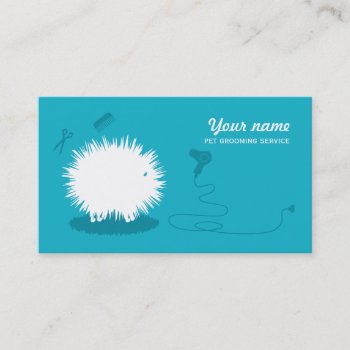 Funny Pet Grooming Business Card Blue by tashatzazzle at Zazzle