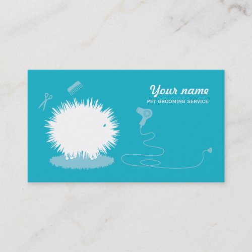 Funny pet grooming Business Card Blue Light