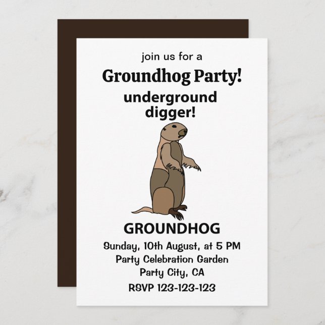 Funny Pet Groundhog Invitation (Front/Back)