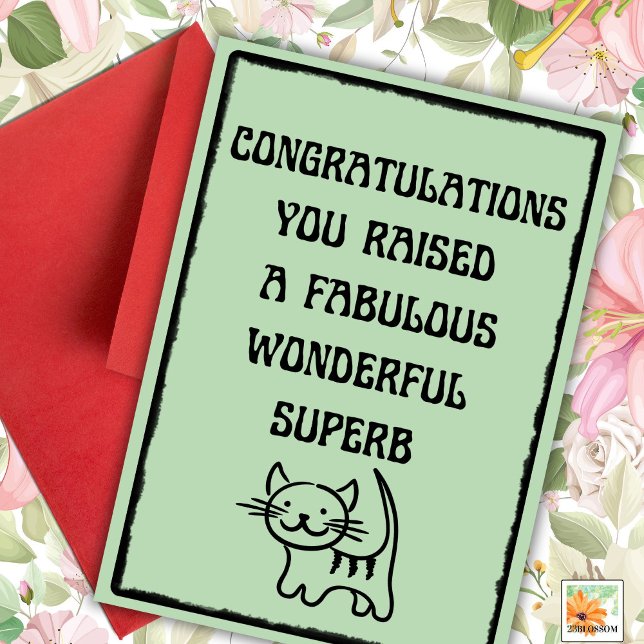 Funny Pet Happy Fur Mothers Day Cat  foto green Card (Creator Uploaded)