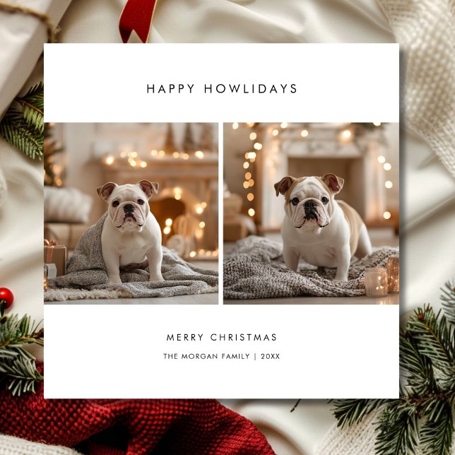 Funny Pet Happy Howlidays Dog Christmas Photo  Holiday Card (Creator Uploaded)