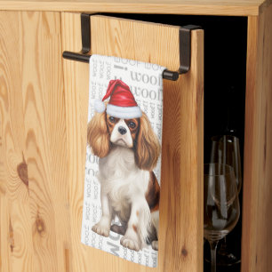 Funny Pet Lover Holiday Cavalier Spaniel Christmas Kitchen Towel