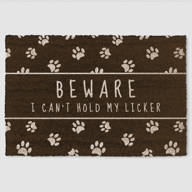 Funny Pet Lovers Paw Prints Custom Fiber Doormat (Front)