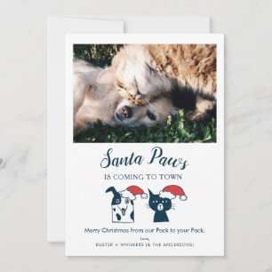 Funny Pet Photo Santa Paws Cat Dog Christmas Holiday Card