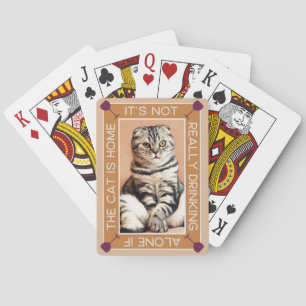 Funny Pet Portrait   Drinking With The Cat Poker Cards