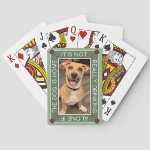Funny Pet Portrait   Drinking With The Dog Poker Cards