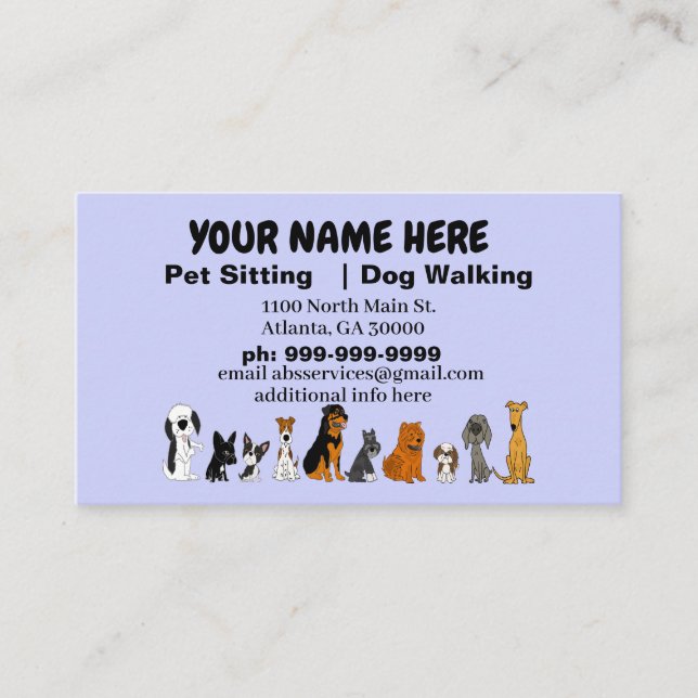 Funny Pet Sitter Business Cards (Front)