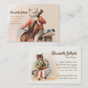 Funny Pet Sitter Card Cello-Playing Cat