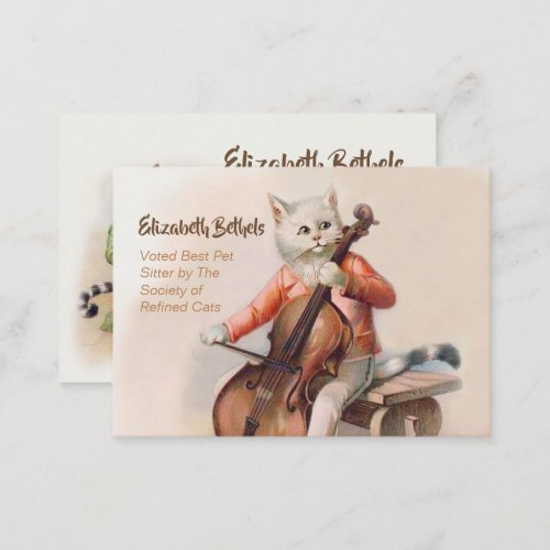 Funny Pet Sitter Card Cello_Playing Cat