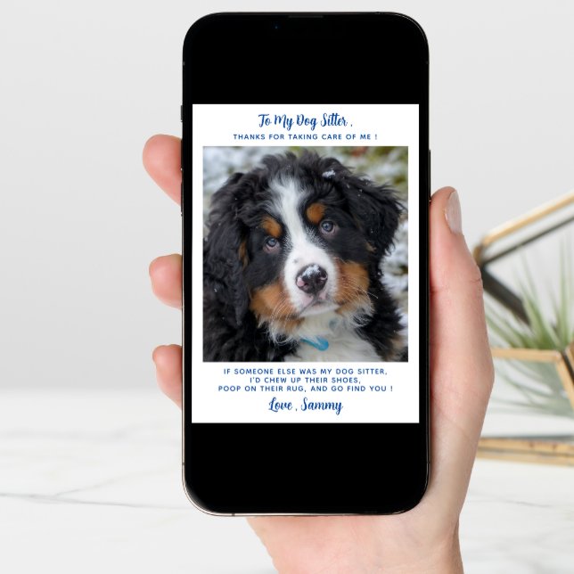 Funny Pet Sitter Custom Dog Puppy Photo Thank You Card (Front Digital)