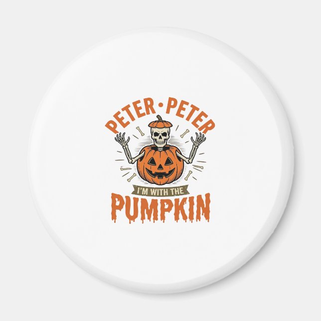 Funny Peter Peter Pumpkin Halloween Skeleton Shirt Magnet (Front)